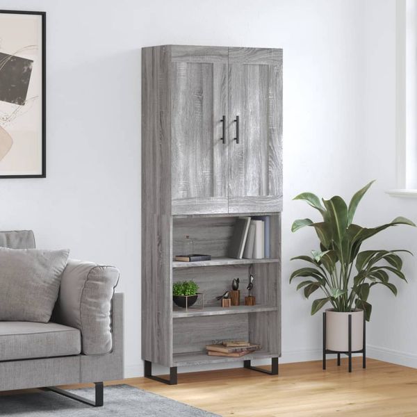 vidaXL Vysoká skrinka sivý dub sonoma 69,5x34x180 cm spracované drevo