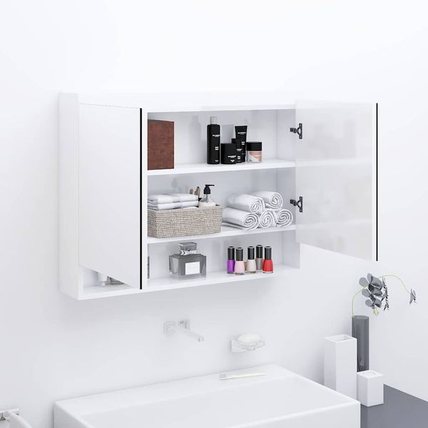 vidaXL Kúpeľňová zrkadlová skrinka 80x15x60 cm MDF lesklá biela