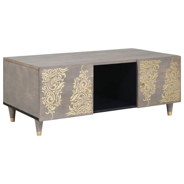 vidaXL Konferenčný stolík Sivá 100 x 54 x 40 cm Masívne mango drevo