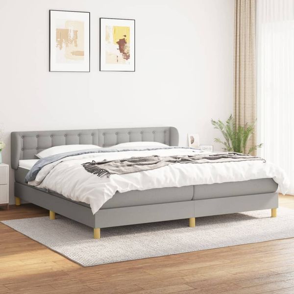 vidaXL Posteľný rám boxsping s matracom bledosivý 200x200 cm látka