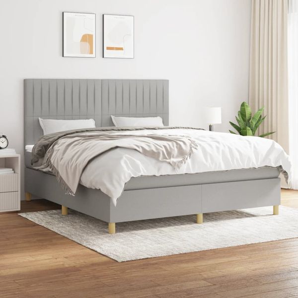 vidaXL Boxspring posteľ s matracom bledosivá 180x200 cm látka