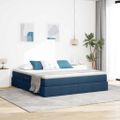 vidaXL Postel s úložným prostorem a matrací Modrá 160 x 200 cm