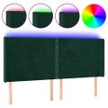 vidaXL Čelo postele s LED tmavozelené 183x16x118/128 cm zamat