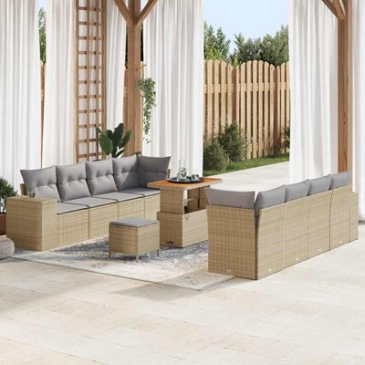 vidaXL Súprava záhradných pohoviek Beige a svetlo šedá polyratan