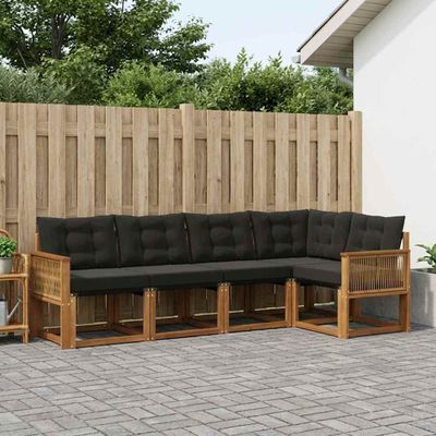 vidaXL Záhradná súprava gaučov 5 ks Prírodná a čierna