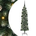 vidaXL Umelý chudý vianočný strom Zelená a biela 150 cm