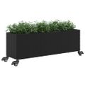 vidaXL Kvetináč s kolieskami 3 nádoby čierny 107x32x38 cm polyratan