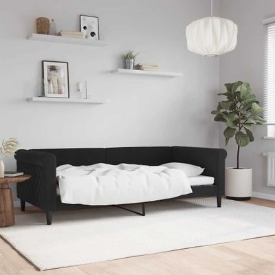 vidaXL Denná posteľ čierna 90x190 cm zamat
