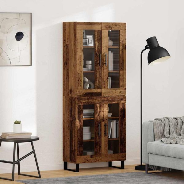 vidaXL Highboard 2 pcs Staré drevo Drevovláknitá doska a sklo