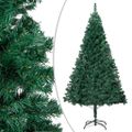 vidaXL Osvetlený umelý vianočný stromček s guľami, zelený 180 cm, PVC