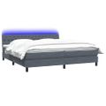 vidaXL Posteľný rám boxspring s matracom a LED tmavosivý 180x210 cm zamat
