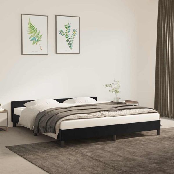 vidaXL Posteľ bez matraca čierny 160x200 cm zamat