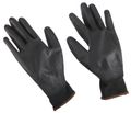 Rukavice pracovné z polyesteru polomáčané v PU GLOVE PE-PU 9, čierne, veľ. 9", 6 párov SIXTOL
