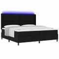 vidaXL LED box s pružinami s čelnou doskou Čierna 200 x 200 cm látka