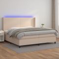 vidaXL Boxspring posteľ matrac a LED kapučínová 200x200 cm umelá koža