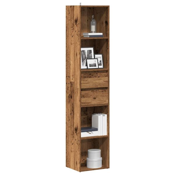 VidaXL knižnica Old Wood 36x30x171 cm Engineered Wood