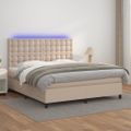 vidaXL Boxspring posteľ matrac a LED kapučínová 180x200 cm umelá koža