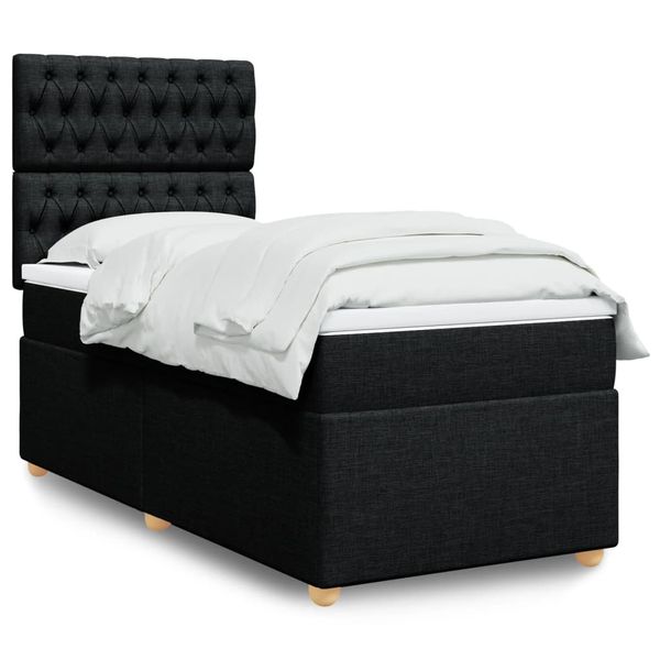 vidaXL Boxspring posteľ s matracom čierna 100x200 cm látka