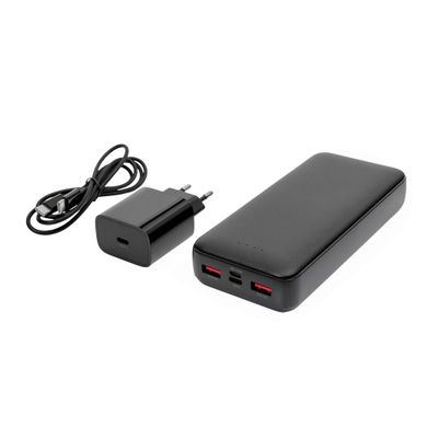 Platinet SET 3v1 Powerbanka 20000 mAh + Nabíjačka 20W Power Delivery, kábel USB-C 1m, čierna