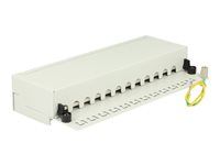 Prepojovací panel - CAT 6 - RJ-45 x 12 - svetlošedá, RAL 7035