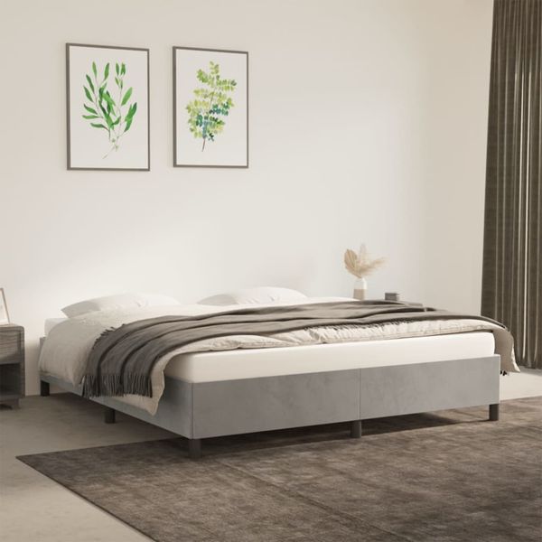 vidaXL Posteľ bez matraca bledosivý 180x200 cm zamat