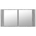 vidaXL LED kúpeľňová zrkadlová skrinka sivá sonoma 90x12x45 cm akryl