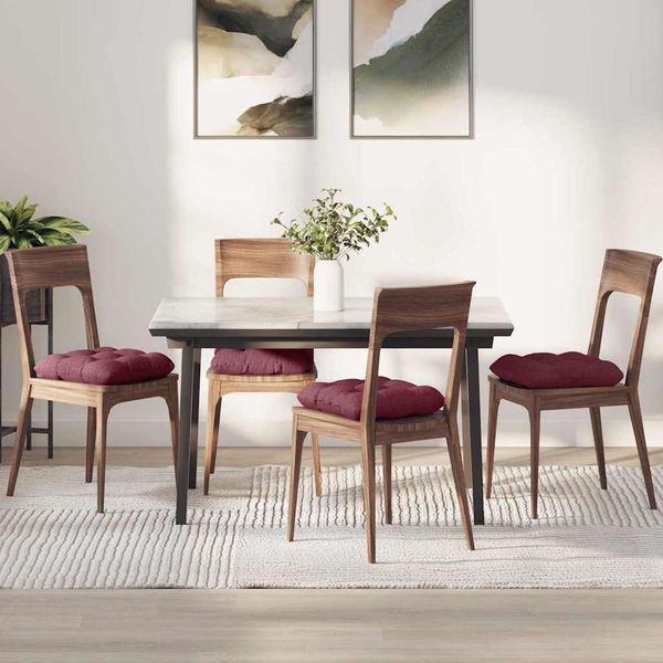vidaXL Vankúše na sedenie 4 pcs Víno červené 45 x 45 x 12 cm látka