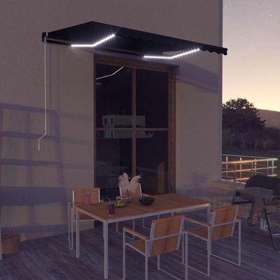 vidaXL Ručne zaťahovacia markíza s LED antracitová 350x250 cm
