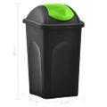 vidaXL Odpadkový kôš s otočným vekom 60l čierno-zelený