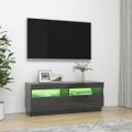 vidaXL TV skrinka s LED svetlami lesklá sivá 100x35x40 cm