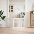 vidaXL Brána pre psa skladacia 3 panely biela 150 cm topoľové drevo
