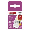 LED žiarovka Classic JC / G9 / 4,2 W (40 W) / 470 lm / Neutrálna biela / 2 ks