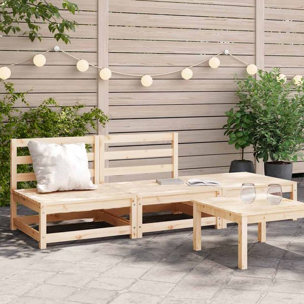 vidaXL 3-dielna záhradná sedacia súprava, borovicový masív