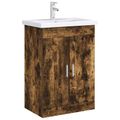 vidaXL Skriňa pod umývadlo do kúpeľne Dymový dub 56 x 37,5 x 81 cm