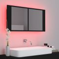 vidaXL LED kúpeľňová zrkadlová skrinka čierna 90x12x45 cm akryl