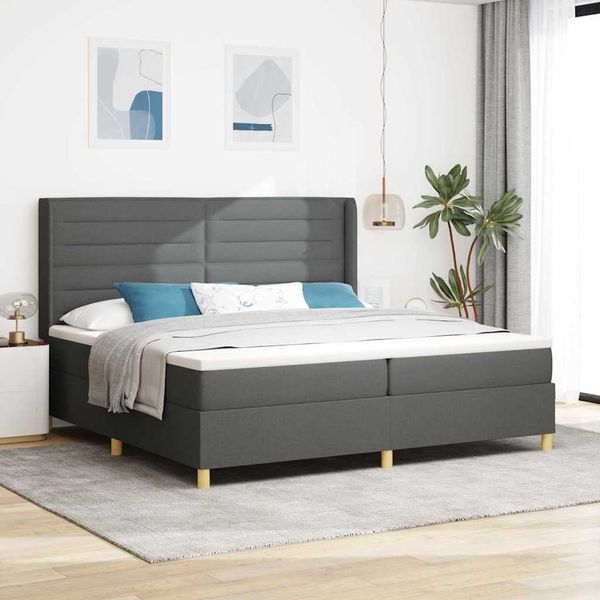 vidaXL Posteľ s pružinovým rámom s matracmi Sivá 200 x 200 cm látka