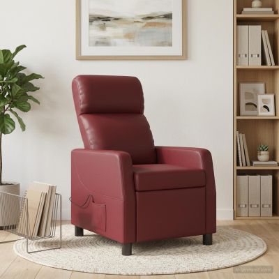 vidaXL Masážne relaxačné kreslo Víno červené Umelá koža