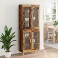 vidaXL Highboard Staré drevo 69,5 x 34 x 180 cm Kompozitné drevo