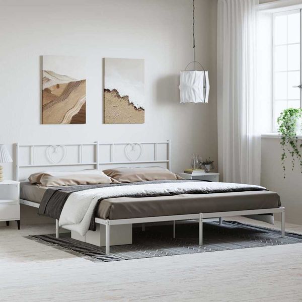 vidaXL Kovový rám postele s čelom biely 193x203 cm