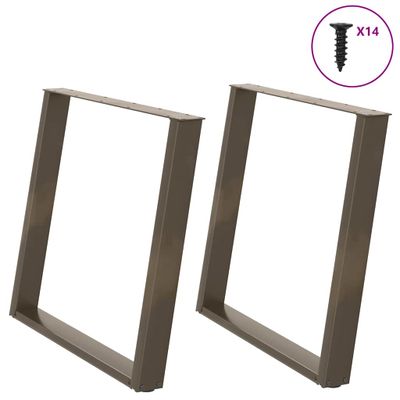 vidaXL Nohy k jedálenskému stolu v tvare U, 2 ks, prírodná oceľ, 100 x (72-73) cm, oceľ
