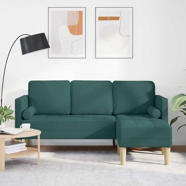 vidaXL Sada pohoviek s vankúšom Tmavozelená Polyester