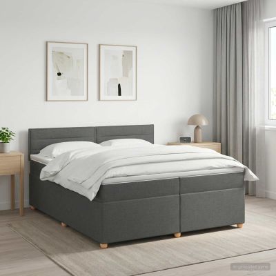 vidaXL Posteľ boxspring s matracom Tmavosivá 200 x 200 cm Látka