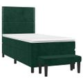 vidaXL Posteľný rám boxsping s matracom tmavozelený 90x190 cm zamat