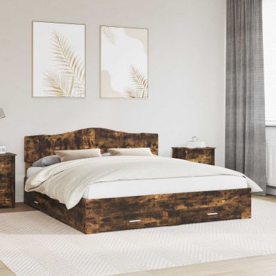 vidaXL Rám postele Dymová dub 200 x 200 cm Kompozitné drevo