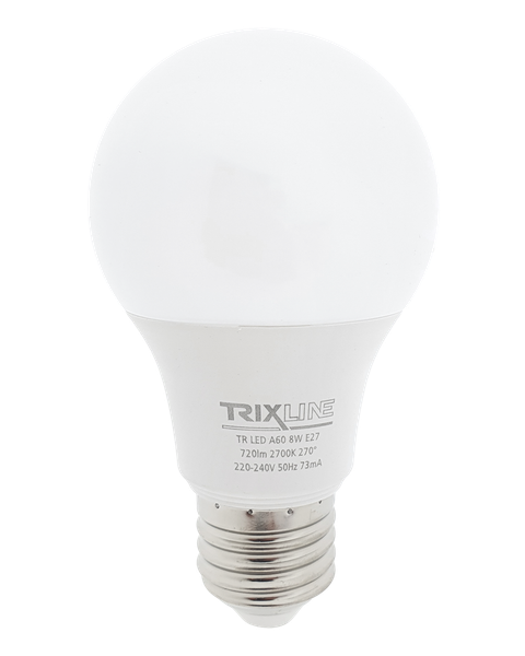 LED žiarovka Trixline 8W 720lm E27 A60 teplá biela