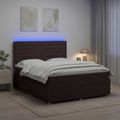 vidaXL LED boxspring posteľ s matracom Tmavohnedá 140 x 200 cm Látka