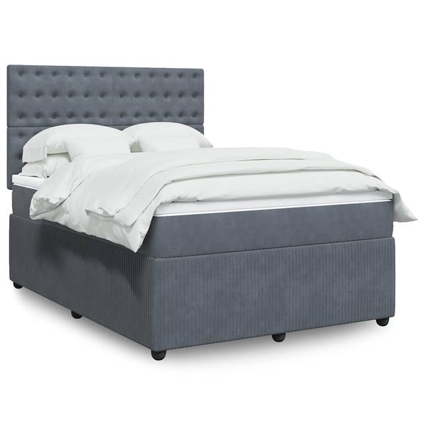vidaXL Posteľný rám boxspring s matracom tmavosivý 140x200 cm zamat