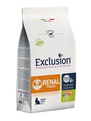 EXCLUSION CREP103 RENAL PHASE 1 CAT veterinárne krmivo pre mačky 300g, bravčové/hrach/ryža