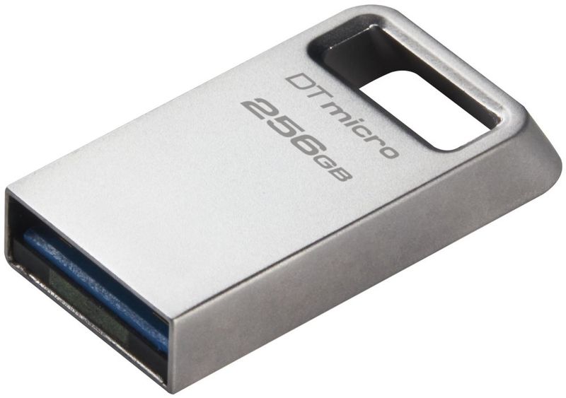 Kingston DataTraveler Micro/256GB/USB 3.2/USB-A/Stříbrná Flashdisk, 256GB, USB 3.2 Gen1, kovový, sivý