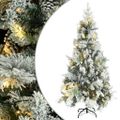 vidaXL Osvetlený vianočný stromček, zasnežený, šišky 225 cm, PVC a PE